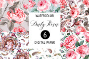 Warecolor Dusty Rose Digital Paper