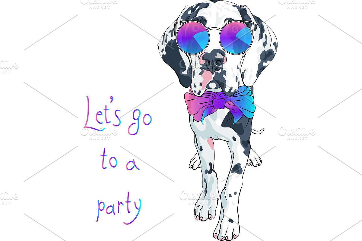 vector spotted dog Great Dane breed in Illustrations - product preview 8