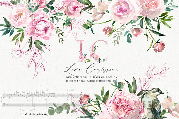 Love Confession Floral Clipart Set