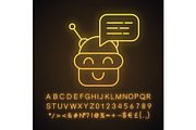 Chatbot message neon light icon