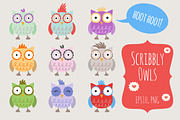 Cute Scribbly Owls