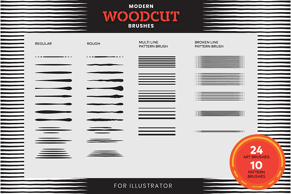Modern Woodcut Brushes in Photoshop Brushes - product preview 1