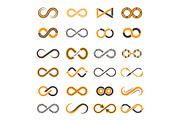 Infinity icons. Contouring shapes of