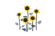 Doodle illustration with sunflowers