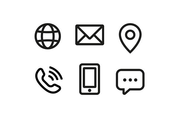 Contact, phone, internet icons