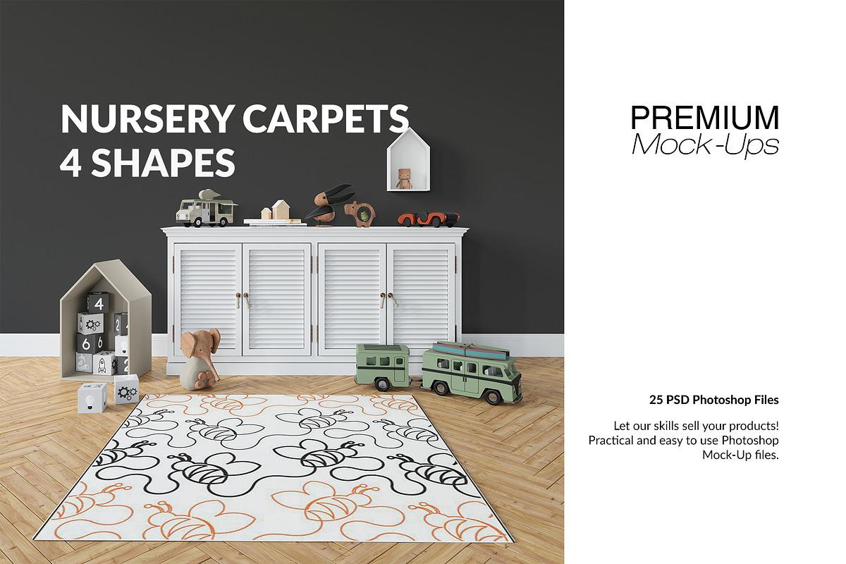 Carpets for Kids Room - 4 Shapes in Product Mockups - product preview 8