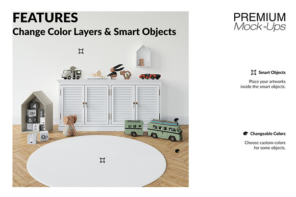 Carpets for Kids Room - 4 Shapes in Product Mockups - product preview 2