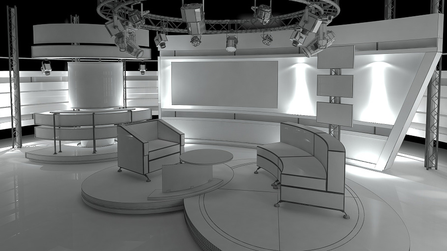 TV Studio Chat Sets Collection 12 in Architecture - product preview 19