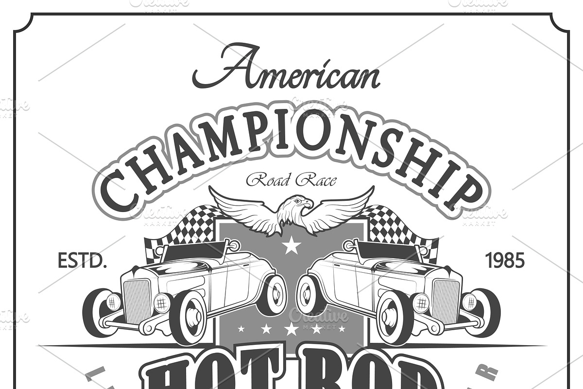 vintage drag race car for printing in Illustrations - product preview 8