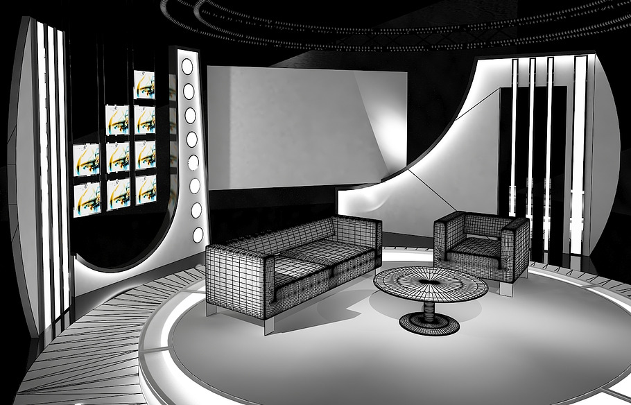 TV Studio Chat Sets Collection 12 in Architecture - product preview 55