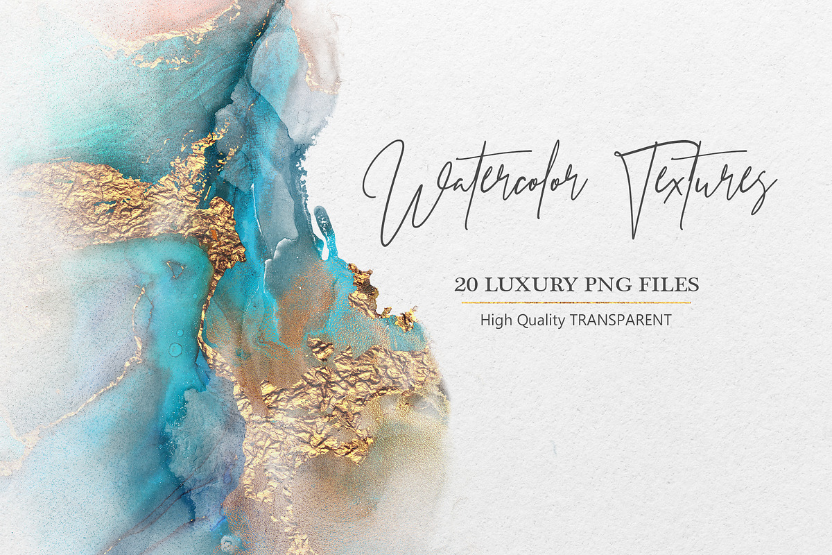 Gold Watercolor Foil PNG Textures in Textures - product preview 8