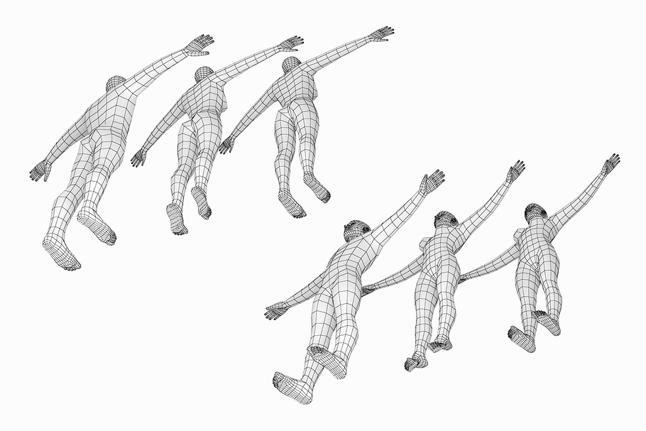 Female and Male Base Mesh T-Pose in People - product preview 4