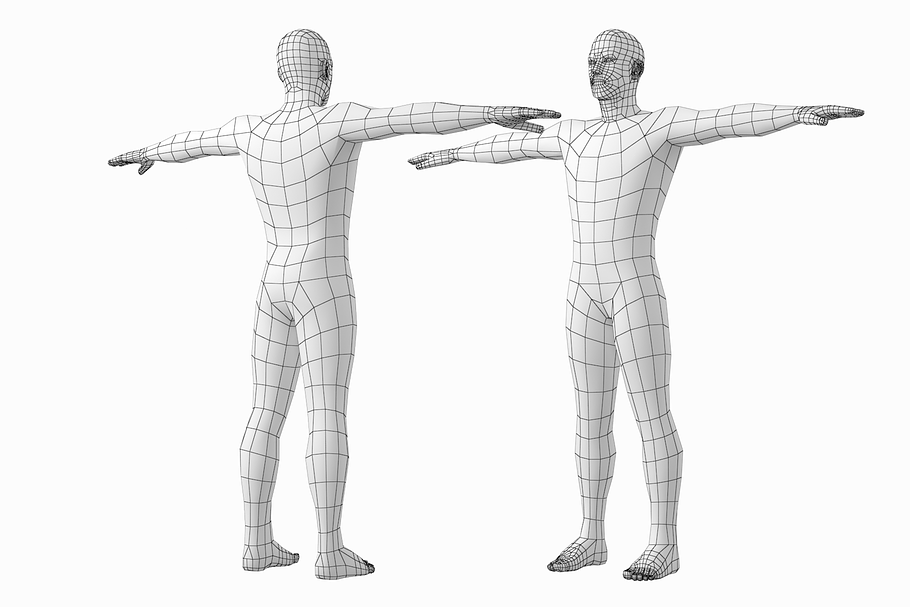 Female and Male Base Mesh T-Pose in People - product preview 7