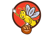Bee Carrying Basket With Bread Circl