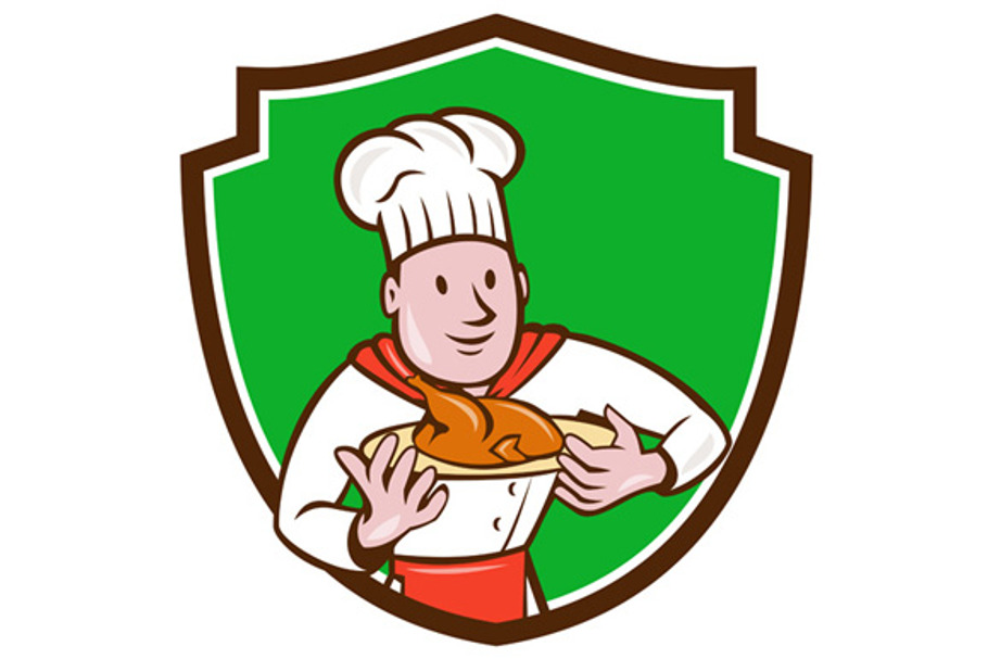 Chef Cook Roast Chicken Dish Crest C
