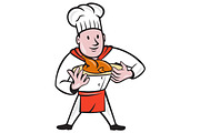 Chef Cook Roast Chicken Dish Cartoon