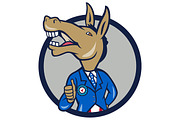 Democrat Donkey Mascot Thumbs Up Cir