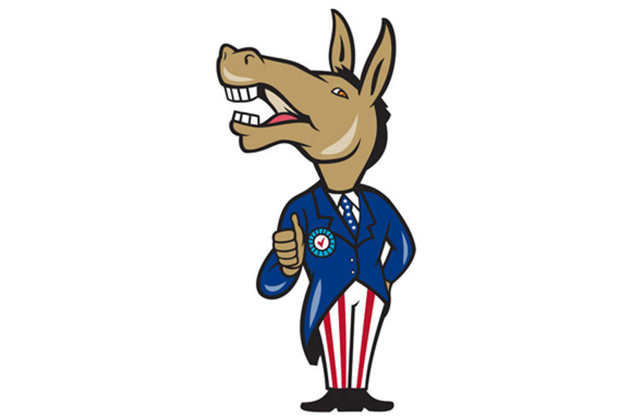 Democrat Donkey Mascot Thumbs Up Car in Illustrations - product preview 8