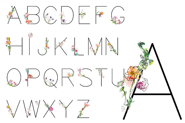 Flower Watercolor Font