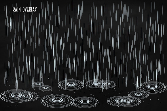 Chalk Sky Doodles (w/Rain Overlay) in Illustrations - product preview 1