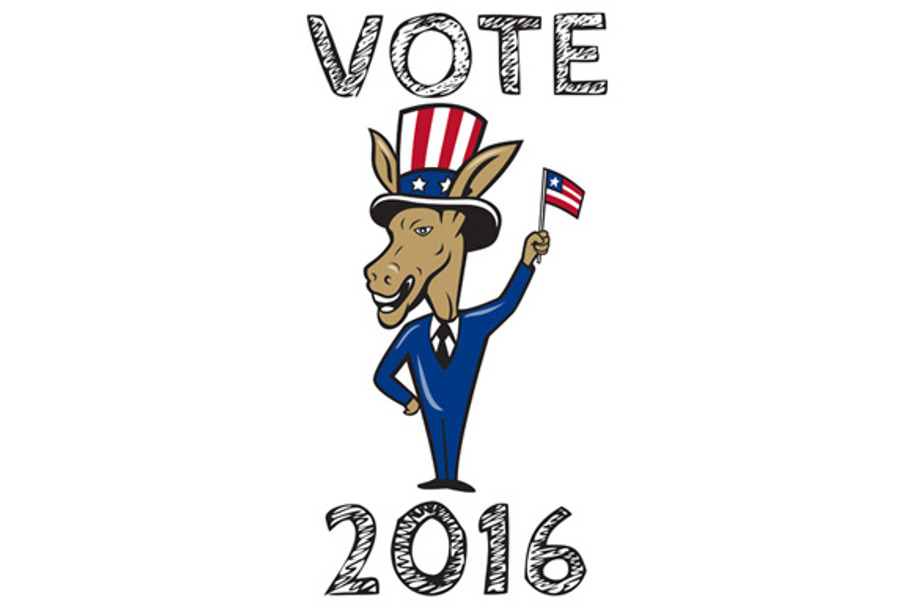 Vote 2016 Democrat Donkey Mascot Fla in Illustrations - product preview 8