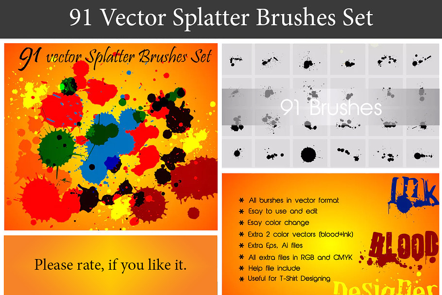 Splatter Brushes Vector Set in Add-Ons - product preview 8