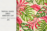 Tropical leaves retro pattern