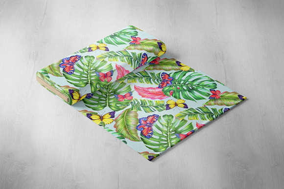 Tropical leaves,butterfly pattern in Patterns - product preview 1
