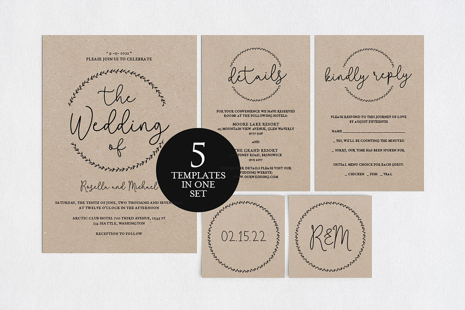 Wedding Invitation Template SHR468 in Wedding Templates - product preview 8