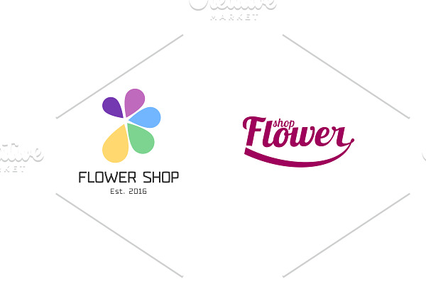 Flower shop vector logo set
