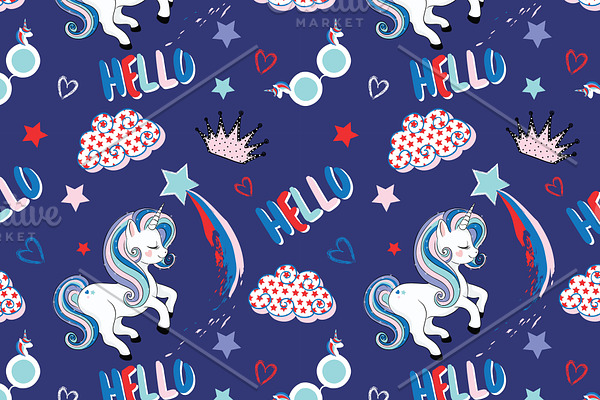 Cute unicorn pattern print