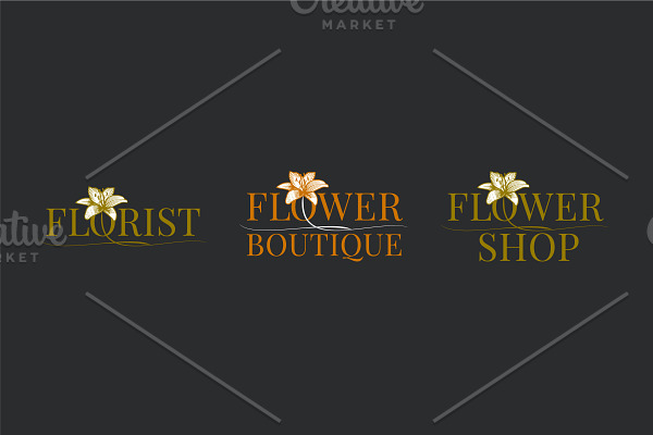 Flower shop vector logo set