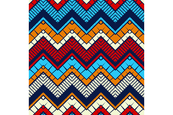 Mosaic of zigzag. Set of 10 seamless