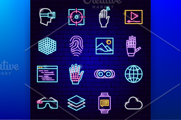 Virtual Reality Neon in Icons - product preview 1