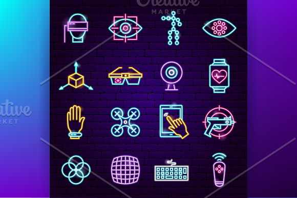 Virtual Reality Neon in Icons - product preview 2