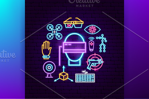 Virtual Reality Neon in Icons - product preview 3