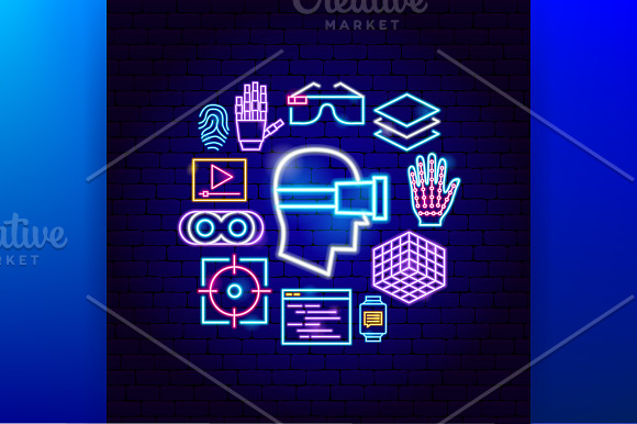 Virtual Reality Neon in Icons - product preview 4