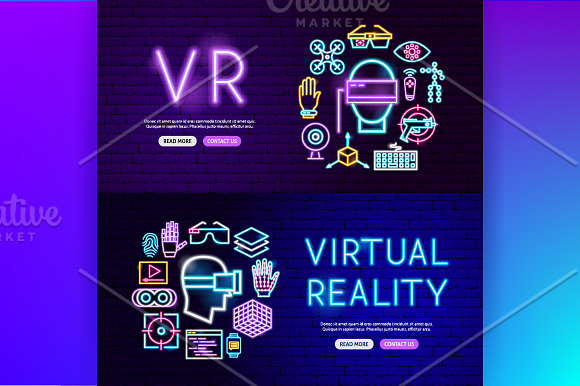 Virtual Reality Neon in Icons - product preview 5