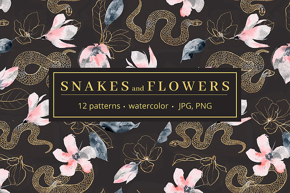 Snakes and Flowers. Pattern collecti in Patterns - product preview 7