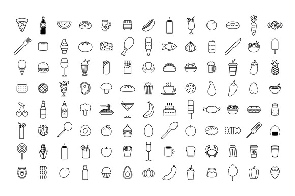 Vector Set Of 104 Food Icons in Food Icons - product preview 2
