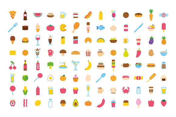 Vector Set Of 104 Food Icons in Food Icons - product preview 3