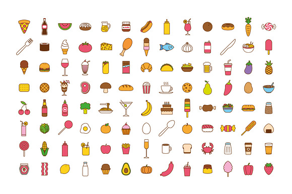 Vector Set Of 104 Food Icons in Food Icons - product preview 5