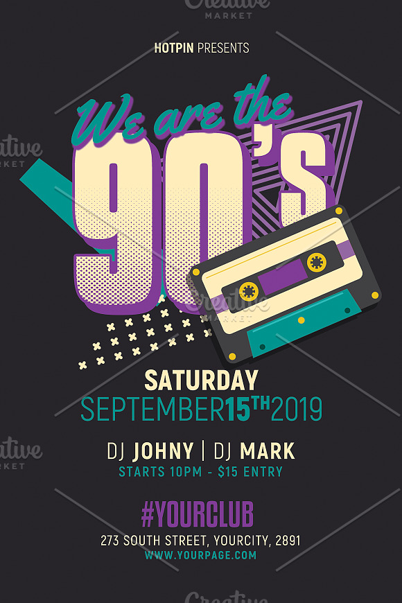 90s Party Flyer in Flyer Templates - product preview 1