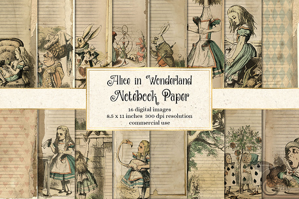 Alice in Wonderland Notebook Paper