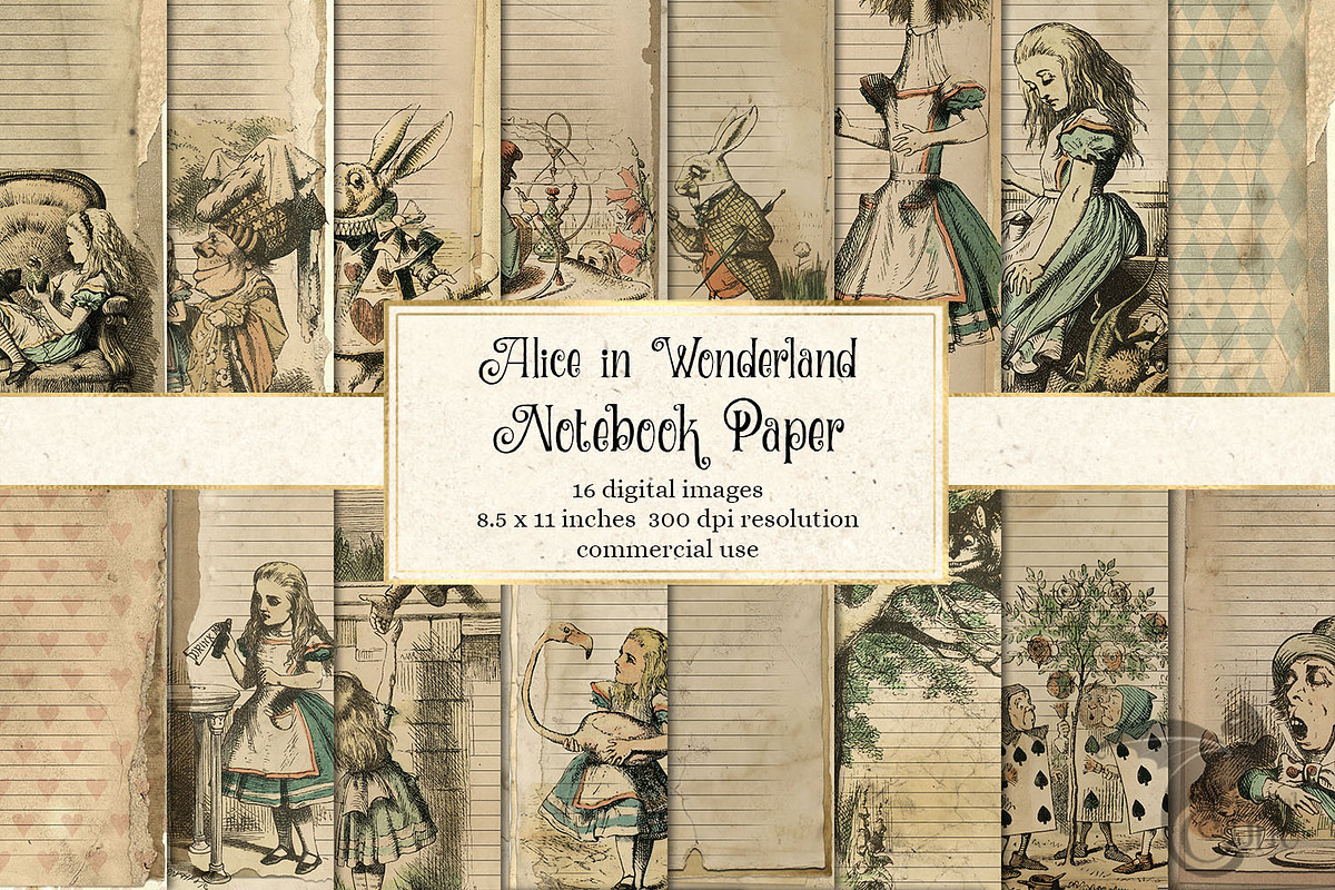 Alice in Wonderland Notebook Paper in Textures - product preview 8