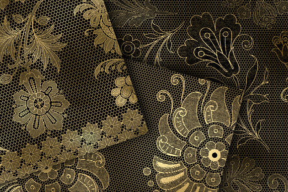 Black and Gold Floral Lace Patterns in Patterns - product preview 1