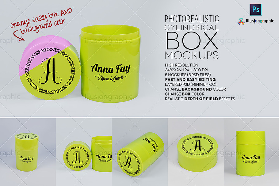 Logo on Cylindrical Box Mockups in Product Mockups - product preview 8