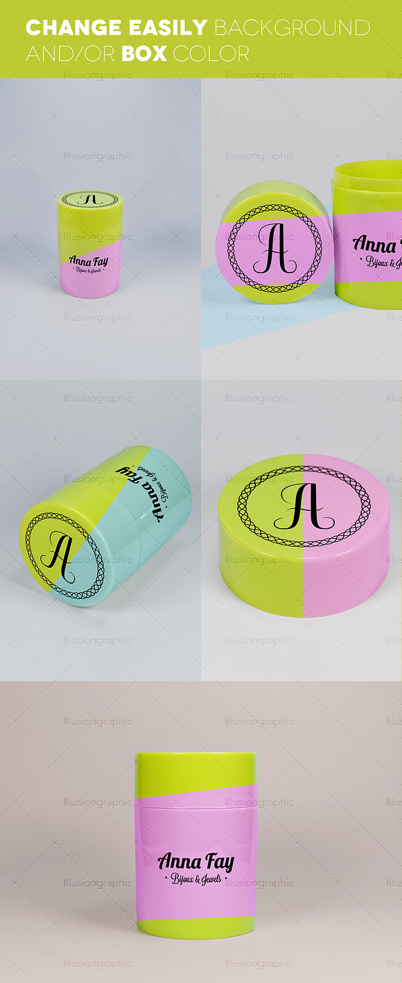 Logo on Cylindrical Box Mockups in Product Mockups - product preview 1