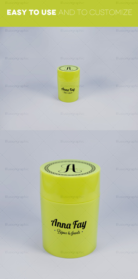 Logo on Cylindrical Box Mockups in Product Mockups - product preview 2
