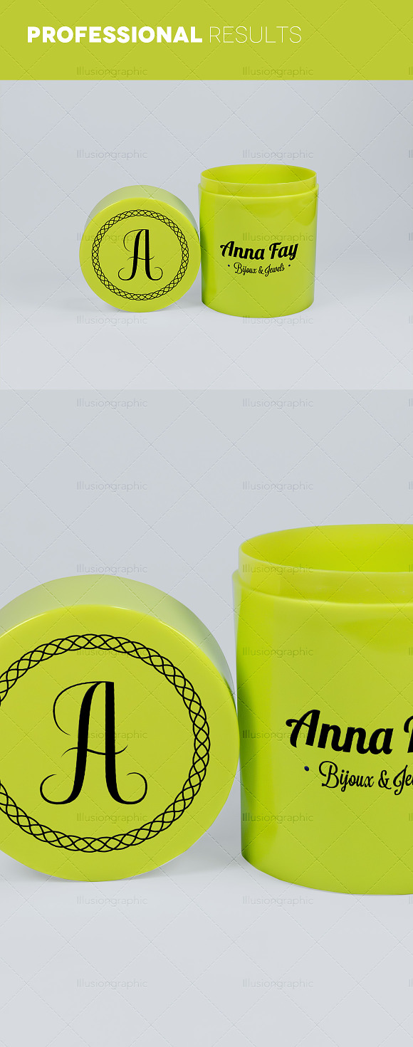 Logo on Cylindrical Box Mockups in Product Mockups - product preview 3